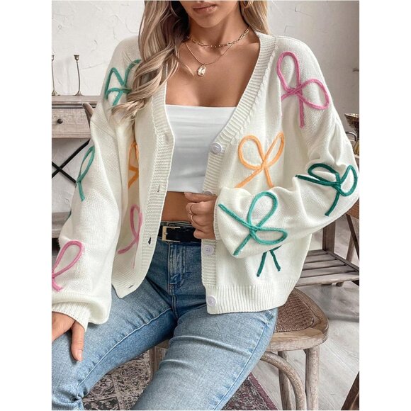 Women's Knitted Acrylic Oversized Cardigan Long Sleeve Button Up Fall Cozy - Picture 4 of 6